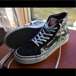 VANS Black and White Floral Suede Skate-Hi